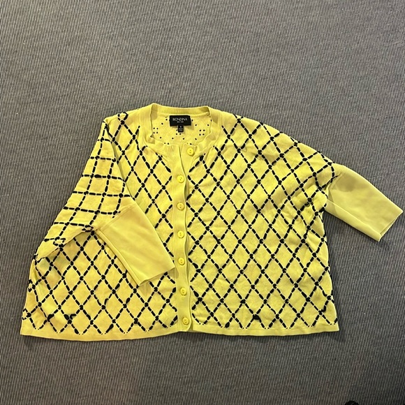 Rodina Lattice Print Ribbon Cardigan. Still in great shape! Ribbon detailing. - Picture 2 of 5